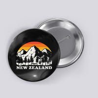 Retro Hiking Mountains New Zealand Button