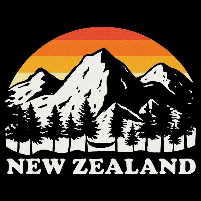 Retro Hiking Mountains New Zealand Button