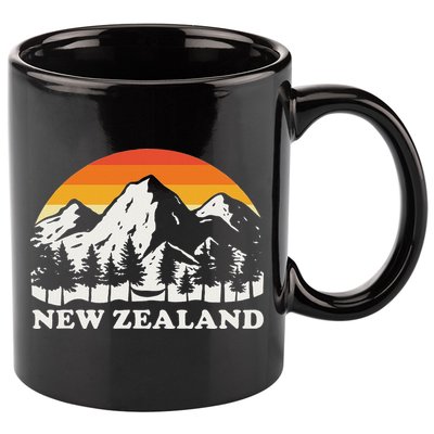 Retro Hiking Mountains New Zealand 11oz C Handle Ceramic Mug