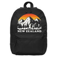 Retro Hiking Mountains New Zealand 16 in Basic Backpack