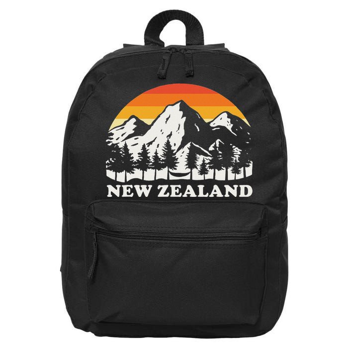Retro Hiking Mountains New Zealand 16 in Basic Backpack