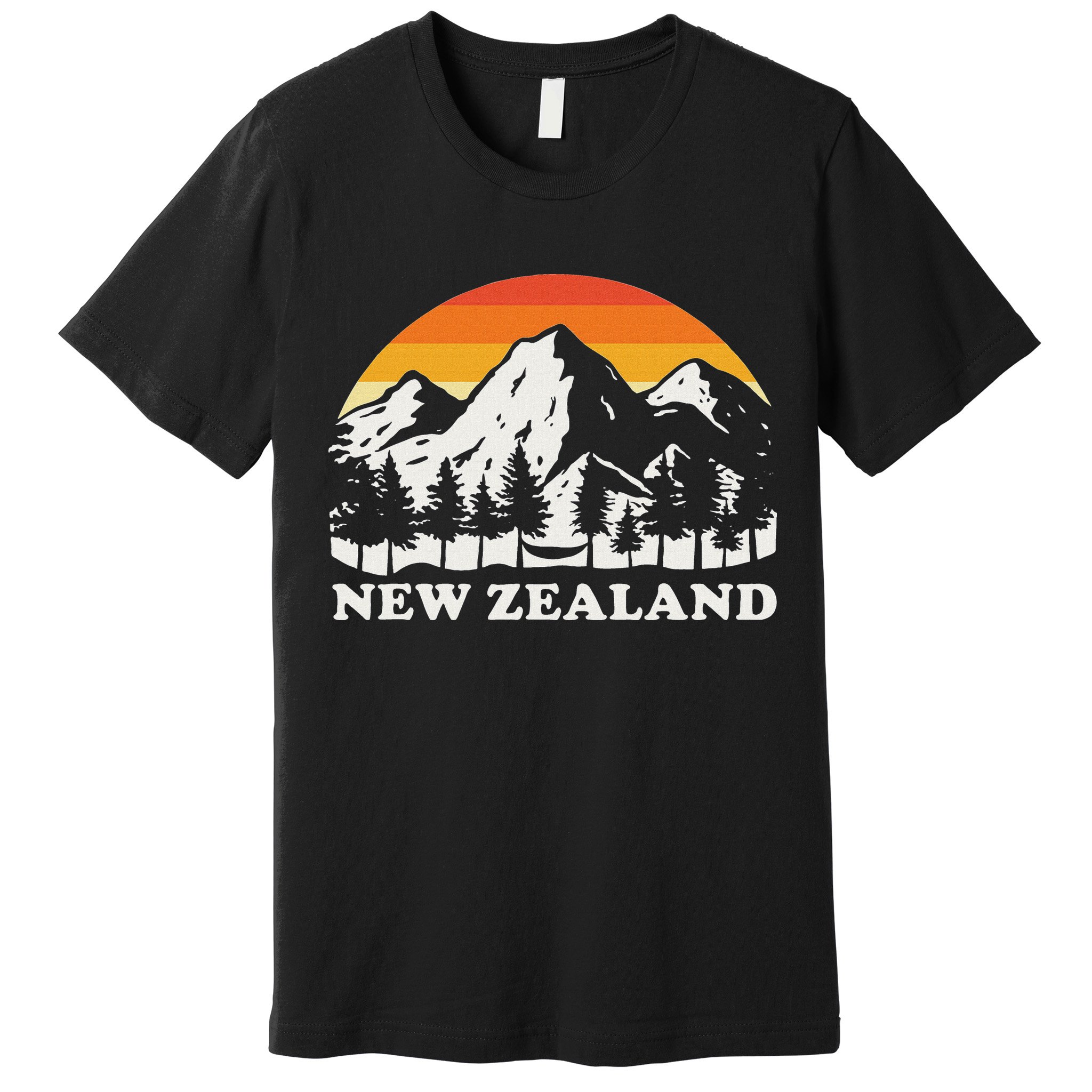 Retro Hiking Mountains New Zealand Premium T-Shirt