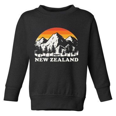 Retro Hiking Mountains New Zealand Toddler Sweatshirt