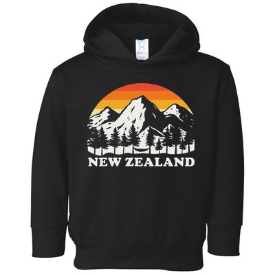 Retro Hiking Mountains New Zealand Toddler Hoodie
