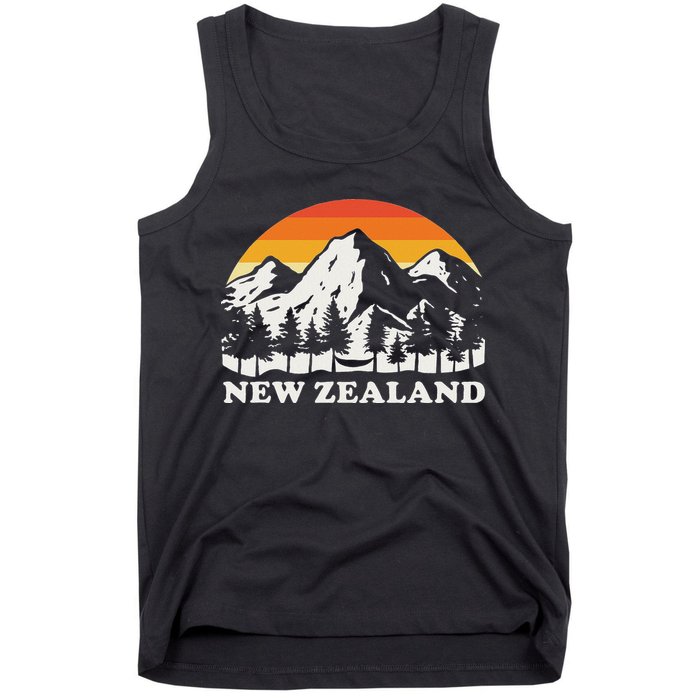 Retro Hiking Mountains New Zealand Tank Top