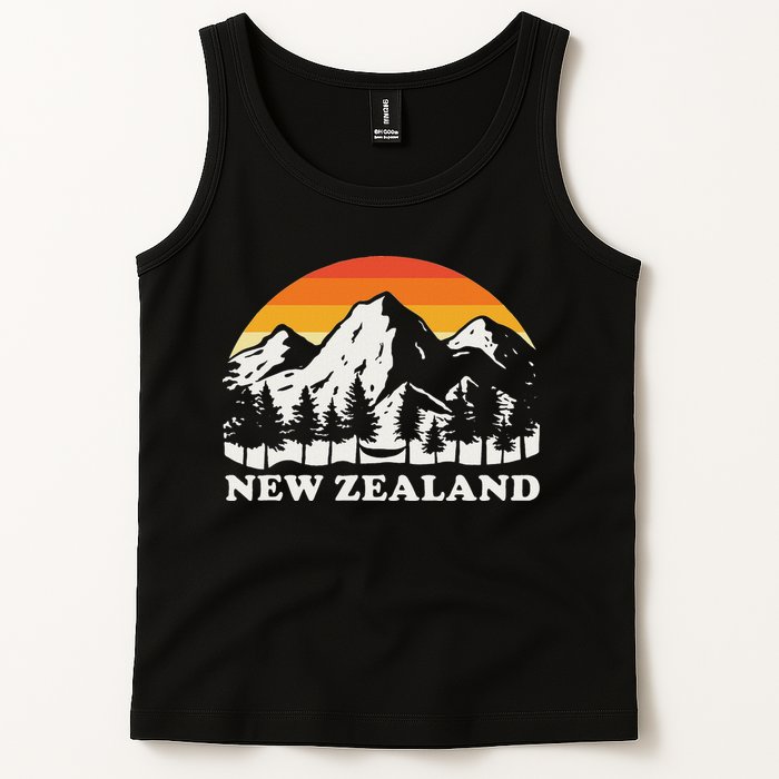 Retro Hiking Mountains New Zealand Tank Top