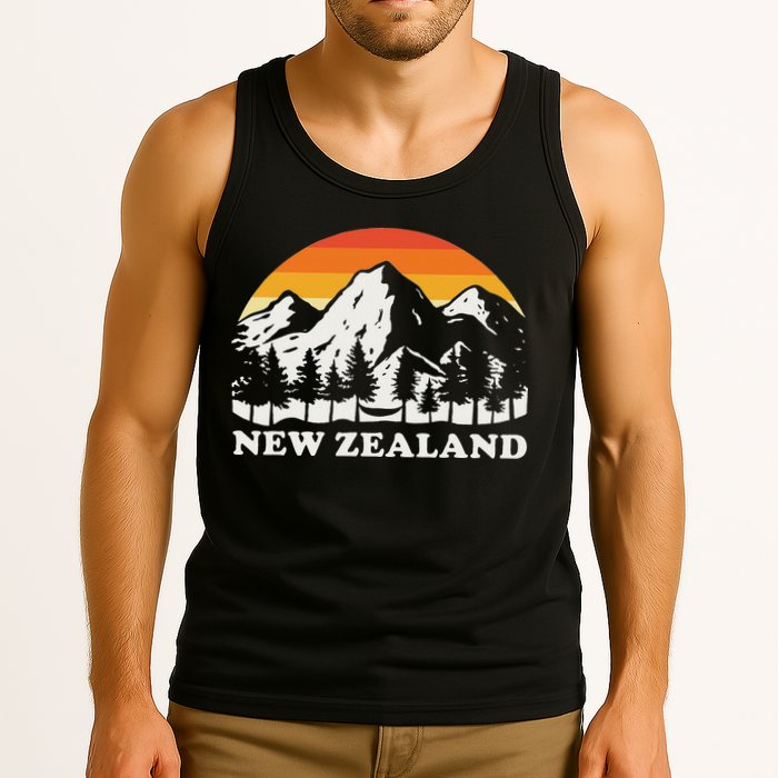 Retro Hiking Mountains New Zealand Tank Top