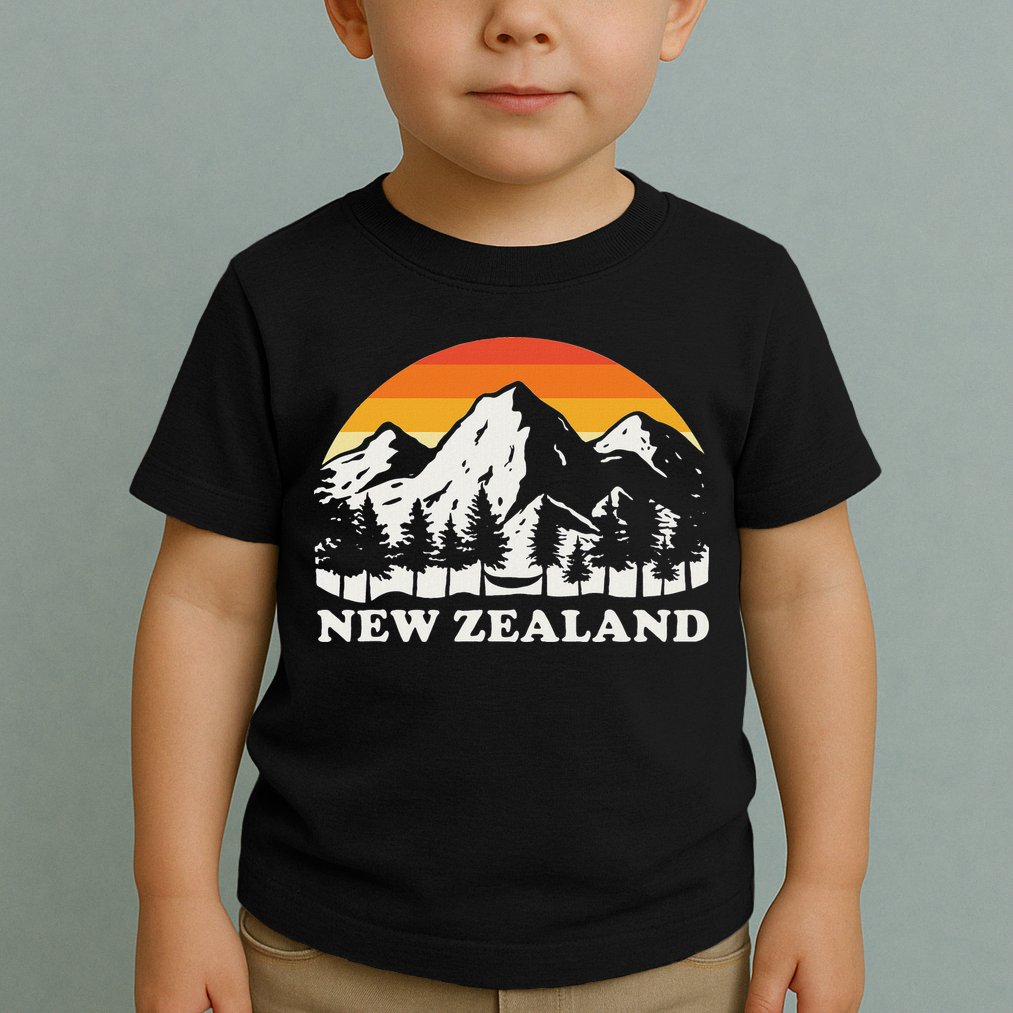 Retro Hiking Mountains New Zealand Toddler T-Shirt