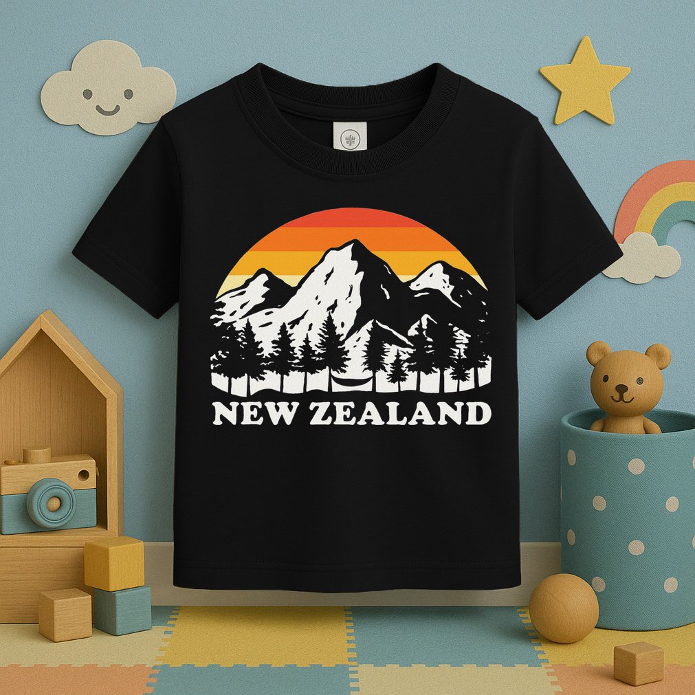 Retro Hiking Mountains New Zealand Toddler T-Shirt
