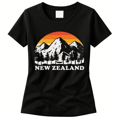 Retro Hiking Mountains New Zealand Womens T-Shirt