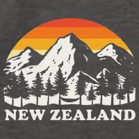Retro Hiking Mountains New Zealand Vector Backpack
