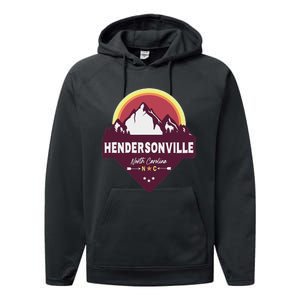 Retro Hendersonville North Carolina Nc Blue Ridge Mountains Performance Fleece Hoodie