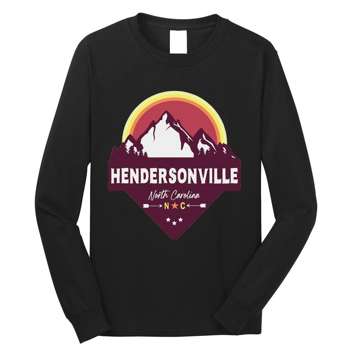 Retro Hendersonville North Carolina Nc Blue Ridge Mountains Long Sleeve Shirt