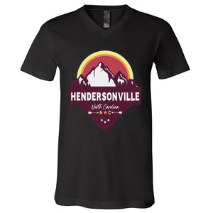 Retro Hendersonville North Carolina Nc Blue Ridge Mountains V-Neck T-Shirt