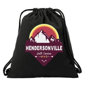 Retro Hendersonville North Carolina Nc Blue Ridge Mountains Drawstring Bag