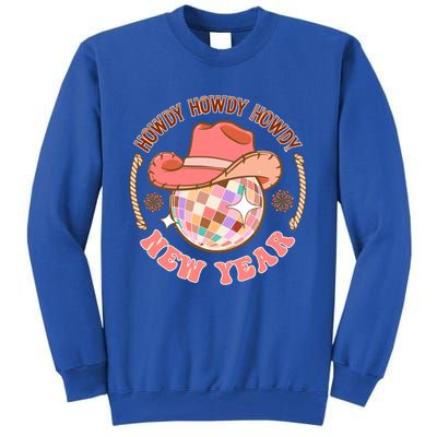 Retro Howdy New Year Disco Ball Cow Groovy Gift Tall Sweatshirt