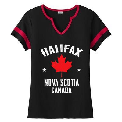 retro Halifax nova scotia canada flag Ladies Halftime Notch Neck Tee