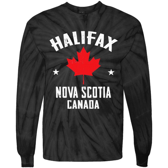 retro Halifax nova scotia canada flag Tie-Dye Long Sleeve Shirt