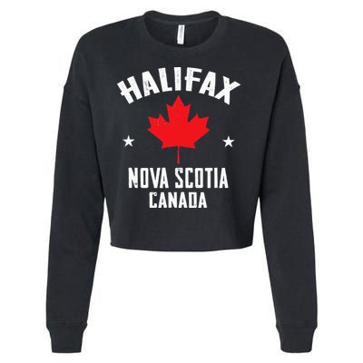 retro Halifax nova scotia canada flag Cropped Pullover Crew