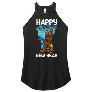 Retro Happy New Year 2025 Bigfoot Lovers New Years Eve Party Women's Perfect Tri Rocker Tank