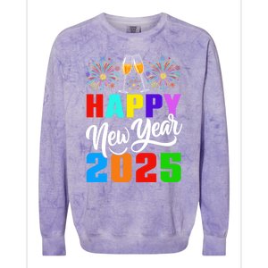 Retro Happy New Year Crew 2025 Champagne New Years Eve Party Gift Colorblast Crewneck Sweatshirt