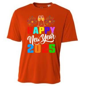 Retro Happy New Year Crew 2025 Champagne New Years Eve Party Gift Cooling Performance Crew T-Shirt