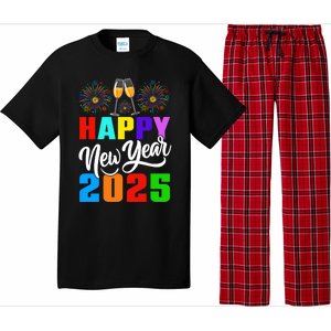 Retro Happy New Year Crew 2025 Champagne New Years Eve Party Gift Pajama Set