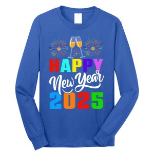 Retro Happy New Year Crew 2025 Champagne New Years Eve Party Gift Long Sleeve Shirt