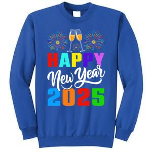 Retro Happy New Year Crew 2025 Champagne New Years Eve Party Gift Sweatshirt