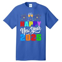 Retro Happy New Year Crew 2025 Champagne New Years Eve Party Gift Tall T-Shirt