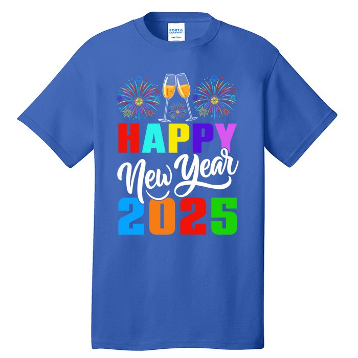 Retro Happy New Year Crew 2025 Champagne New Years Eve Party Gift Tall T-Shirt