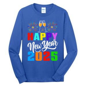 Retro Happy New Year Crew 2025 Champagne New Years Eve Party Gift Tall Long Sleeve T-Shirt