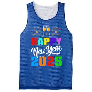 Retro Happy New Year Crew 2025 Champagne New Years Eve Party Gift Mesh Reversible Basketball Jersey Tank