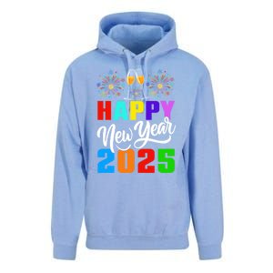 Retro Happy New Year Crew 2025 Champagne New Years Eve Party Gift Unisex Surf Hoodie