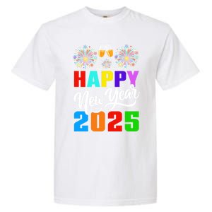 Retro Happy New Year Crew 2025 Champagne New Years Eve Party Gift Garment-Dyed Heavyweight T-Shirt