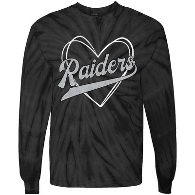 Raiders Heart Name Vintage Retro Gift Boy Girl Tie-Dye Long Sleeve Shirt