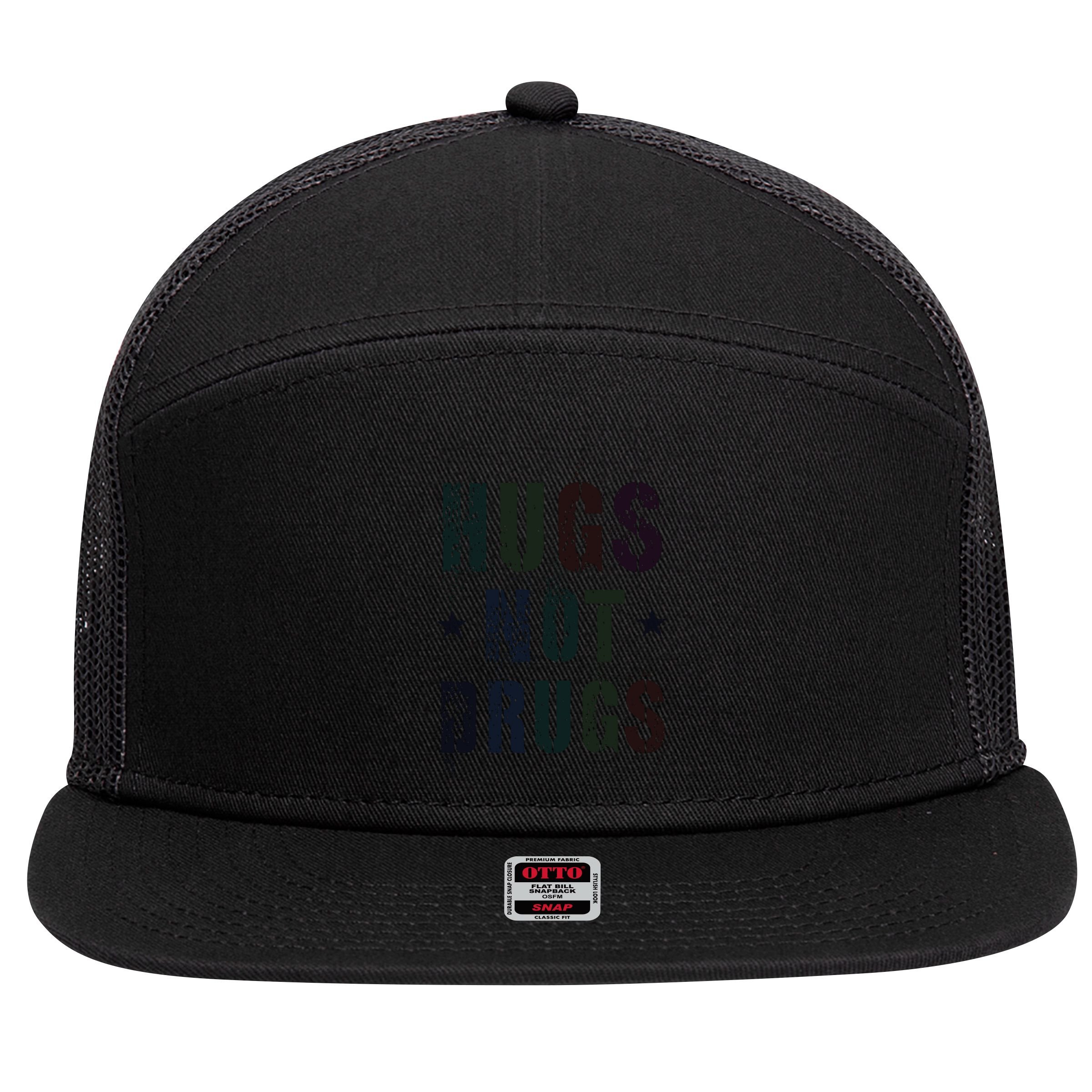 Rockin Hugs Not Drugs Clean Fun Na Family Vibes Funny Gift 7 Panel Mesh Trucker Snapback Hat