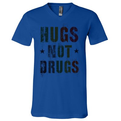 Rockin Hugs Not Drugs Clean Fun Na Family Vibes Funny Gift V-Neck T-Shirt