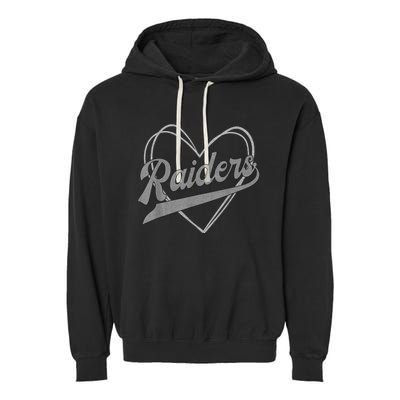 Raiders Heart Name Vintage Retro Gift Garment-Dyed Fleece Hoodie