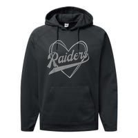 Raiders Heart Name Vintage Retro Gift Performance Fleece Hoodie