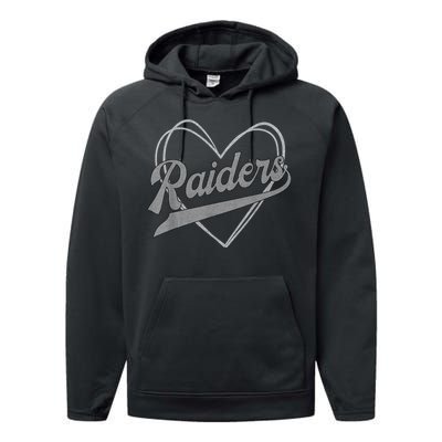 Raiders Heart Name Vintage Retro Gift Performance Fleece Hoodie