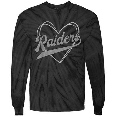 Raiders Heart Name Vintage Retro Gift Tie-Dye Long Sleeve Shirt