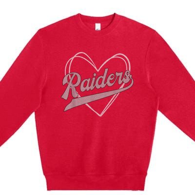 Raiders Heart Name Vintage Retro Gift Premium Crewneck Sweatshirt