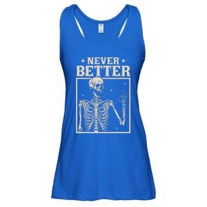 Retro Halloween Never Better Skeleton Spooky Season Funny Ladies Essential Flowy Tank