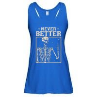 Retro Halloween Never Better Skeleton Spooky Season Funny Ladies Essential Flowy Tank