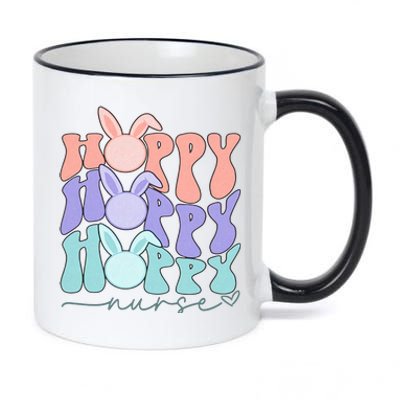 Retro Hoppy Nurse Rn Easter Day Cute Groovy Bunny Spring Nurse 11oz Black Color Changing Mug