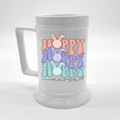 Retro Hoppy Nurse Rn Easter Day Cute Groovy Bunny Spring Nurse Beer Stein