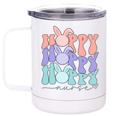 Retro Hoppy Nurse Rn Easter Day Cute Groovy Bunny Spring Nurse 12 oz Stainless Steel Tumbler Cup