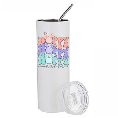 Retro Hoppy Nurse Rn Easter Day Cute Groovy Bunny Spring Nurse Stainless Steel Tumbler