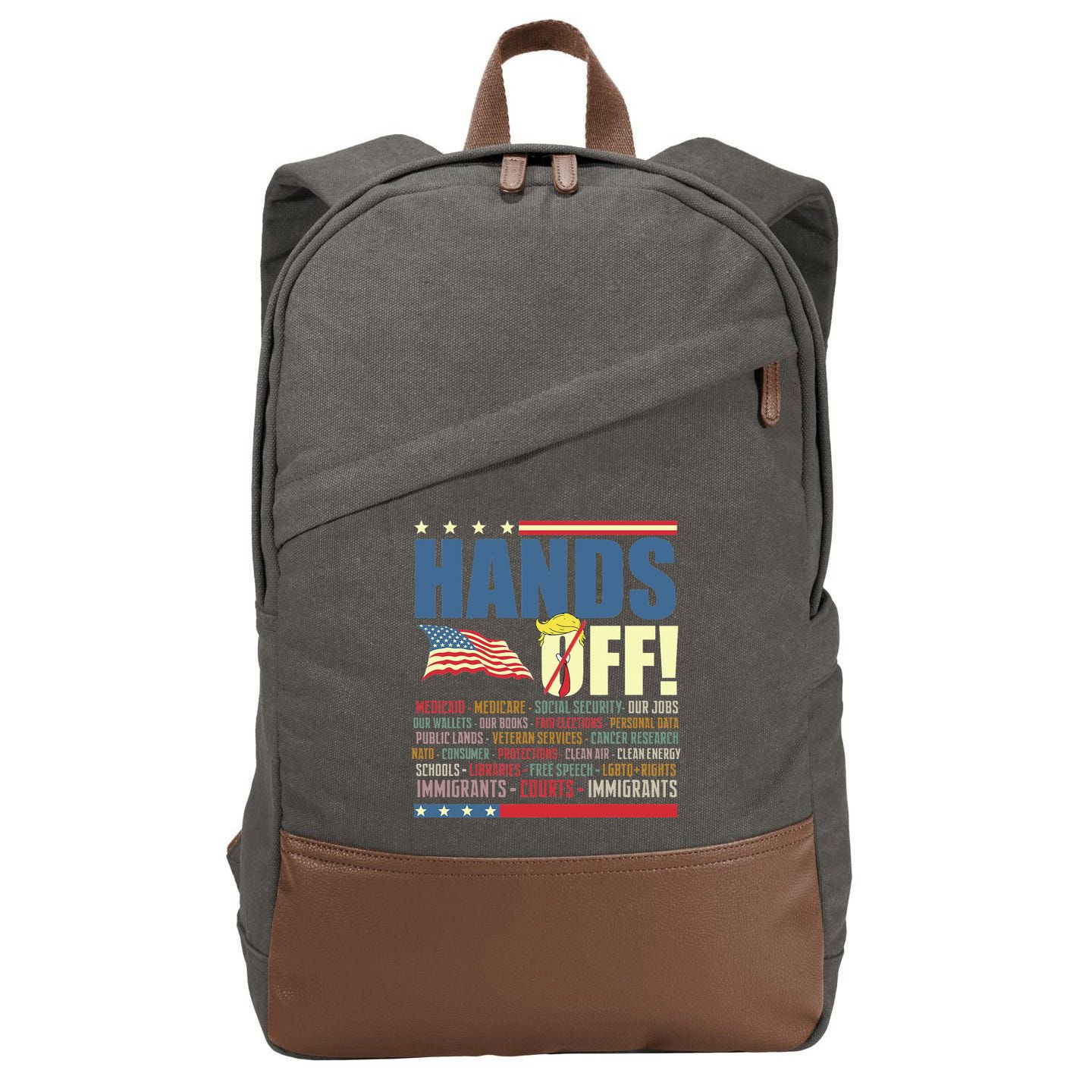 Resist Hands Off Protest Anti Trump  Cotton Canvas Backpack